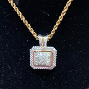 Vintage Avon Pendant New Old Stock w Box Rhinestone Pave Silver and Goldtone